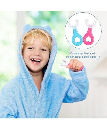 Kids U-Shaped Toothbrush 8-Piece Set | Silicone Brush | 360 Cleaning | Toddlers 1-6 Years | Pink & Blue - Buy Online on GoSupps.com