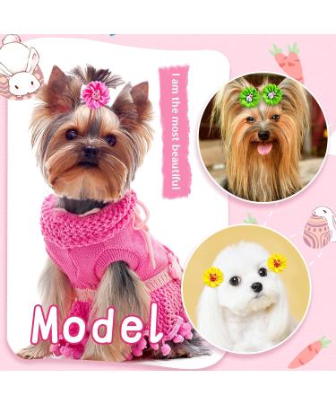 Mruq pet Happy Easter Day Dog Bows 80pcs Holiday Small Pet Dog Hair Bows Bulk Mix Cute Bunny Pattern Dog Flower Bows with Rubber Bands for Festival Puppy Dog Grooming Accessories A308-80 - Buy Online on GoSupps.com