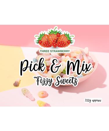 Three Strawberry Ltd. Mixed Quality Pick & Mix Sweets - Large Retro Candy Sweeties Assortment 700g Jar Jelly Fizzy Gift Pick n Mix - Buy Online on GoSupps.com