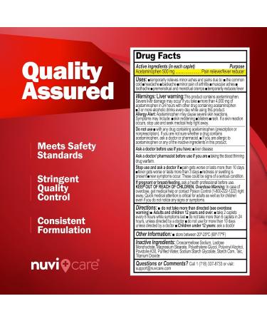 Acetaminophen 500mg Extra Strength - Fast Pain Relief & Fever Reducer - Compare to Tylenol - 100 Caplets - Buy Online on GoSupps.com