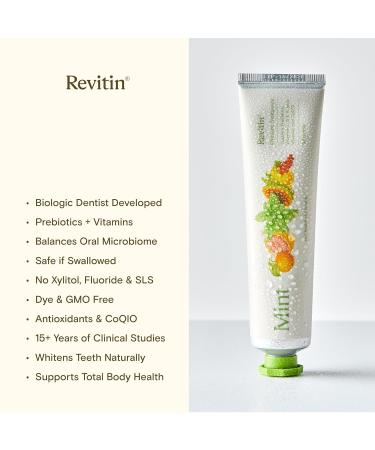Revitin Toothpaste | Fluoride-Free Prebiotic Mint Tooth Gel | No SLS Gluten Free Dye Free GMO Free No Sweeteners | Non-Toxic Kid Approved Mint 3.4 Ounce (Pack of 1) - Buy Online on GoSupps.com