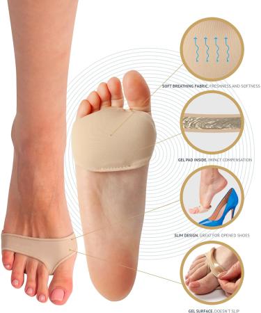 Brison Metatarsal Pads for Foot Pain Relief - Comfort Cushion Sleeves for Men & Women | Alleviate Blisters & Metatarsalgia | 2 Pairs Beige Medium - Buy Online on GoSupps.com