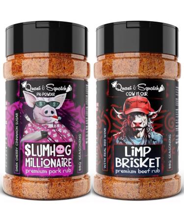 Quasi & Squatch Quasi & Squatch 2 x BBQ Bottles - SlumHog Millionaire (Pork Rub) and Brisket (Beef Rub) - 2 Large BBQ Bottles 440g