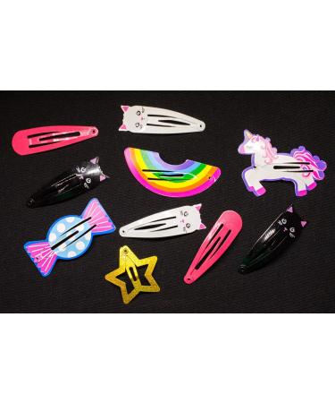 Miniblings Cat Star Unicorn Hair Clip Set - Handmade Fashion Jewelry | 10 Unique Candy Clips for Kids & Adults - International Shipping - Buy Online on GoSupps.com