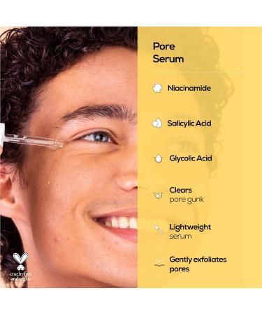 Hanhoo Pore Serum with Niacinamide | Gently Exfoliating Serum for Oily & Acne-Prone Skin | Clogged Pores Solution with Glycolic & Salicylic Acid | 1.01 Fl. Oz - Buy Online on GoSupps.com