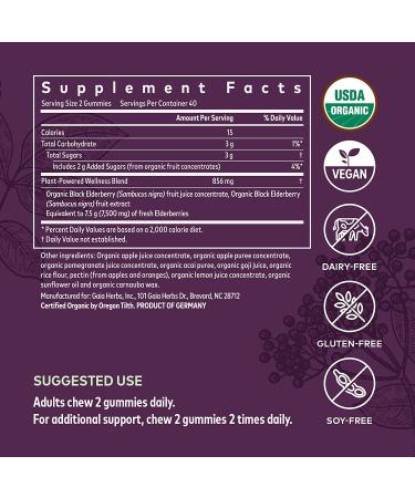 Gaia Herbs Everyday Elderberry Immune Support Gummies - 80 Vegan Gummies - Buy Online on GoSupps.com