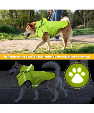 Reflective Dog Raincoat - Waterproof Adjustable Jacket for Small Medium & Large Dogs | Rain Cape with Hood for Walks - Size M - Green - Buy Online on GoSupps.com
