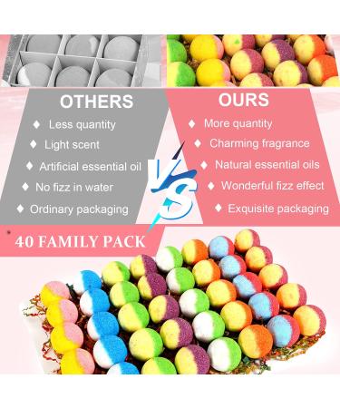 Family Pack Mini Bath Bombs Gift Set with Reusable Bow, 40 Pcs Organic Bath Bombs for Kids, Women & Men - Perfect for Christmas & Anniversaries - Buy Online on GoSupps.com
