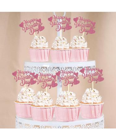 36Pcs Happy Valentine's Day Cupcake Toppers Pink Glitter Heart Valentine's Day Cupcake Picks Valentine's Day Theme Birthday Cake Decorations Party Supplies - Buy Online on GoSupps.com