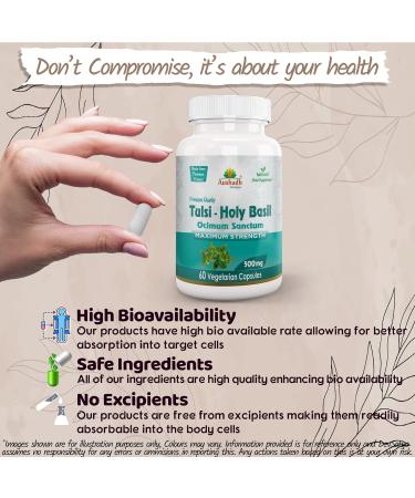 Organic Holy Basil (Tulsi) Capsules - Natural Stress Relief and Immune Support - Buy Online on GoSupps.com