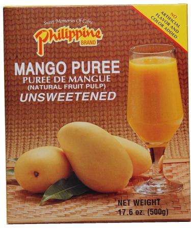500g Philippine Brand Mango Fruit Puree Unsweetened Mango Puree Mango 500 g (1 Pack)