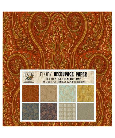 Decoupage Paper Pack (24 Sheets 6"x6") Golden Autumn FLONZ Vintage Styled Paper for Decoupage and Craft Seven