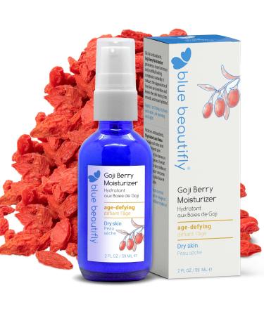 Blue Beautifly Goji Berry Face Moisturizer - Restores Elasticity Boosts Collagen and Protects the Skin - Hyaluronic Acid Moisturizer Super-Charged with Ribose and Marine Pine Bark Extract - 2 fl oz