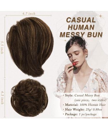 Ruwiss Elegant Long Hair Part Bun Extension - Smooth Tousled Updo with Real Hair Tie for Women - 25g Brown Mixed Scrunchy - Buy Online on GoSupps.com