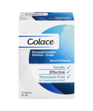 Colace Docusate Sodium Stool Softener Solution - Drops | Treats Occasional Constipation | 10 Mg/ml | 30 ml Drops 30 ml (Pack of 1)