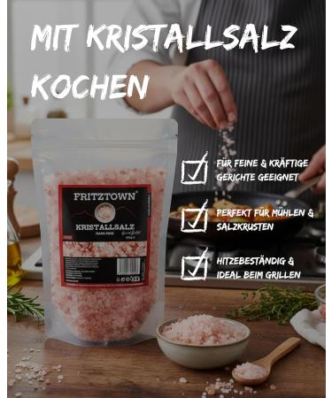  FRITZTOWN FRITZTOWN Pink Crystal Salt also known as Himalayan Salt | Light Pink | Coarse for Salt Mill | 500g | Resealable - Buy Online on GoSupps.com