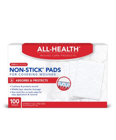 All Health Non Stick Pads, 2 in x 3 in | for Covering Wounds, Helps Prevent Infection, 100 Count (pack of 1) 2x3 Inch, 100 Count (pack of 1)