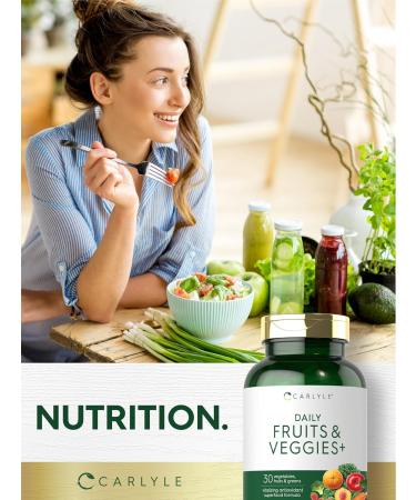 Carlyle Fruits and Veggies Supplement | 250 Capsules | Made with 30 Fruits and Vegetables | Vegetarian Non-GMO Gluten Free Superfood Formula - Buy Online on GoSupps.com