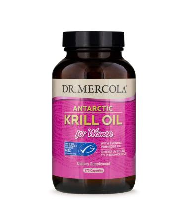 Dr. Mercola Antarctic Krill Oil for Women with Evening Primrose Oil, 90 Servings (270 Capsules),Source of Omega 3 Fatty Acids, MSC Certified, Non GMO, Soy-Free, Gluten Free