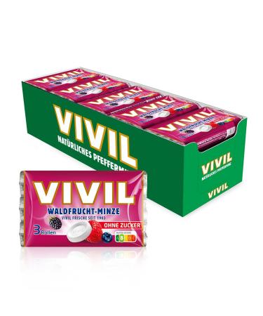 Vivil roll forest fruit mint 20 x 3 pack fruity pastilles with forest fruit taste sugar-free & vegan 60 x 28g forest fruit mint 60 rolls (20x3 pack)