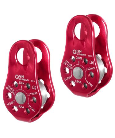 GM CLIMBING 29kN Fixed Micro Pulley CE UIAA Certified Slack Tender for Hitch Tending Pack of 2