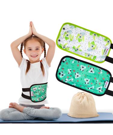 Pedobi 2 Pack Castor Oil Pack Wrap for Kids, Reusable Organic Cotton Castor Oil Pad Compress Relieve Stomach Discomfort Liver Detox with Adjustable Strap Anti Oil Leak