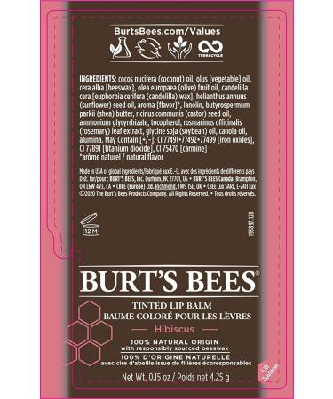 Burt's Bees Tinted Lip Balm Hibiscus - 0.15 oz | Natural Moisturizing Color - Buy Online on GoSupps.com