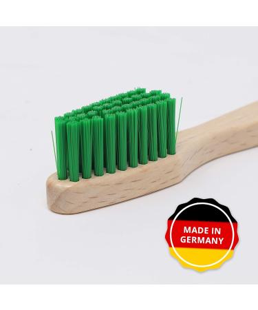 Waldkraft Wooden Toothbrush Set - 3 Pack Made in Germany | Eco-Friendly Beech Wood & Organic Nylon | Adults Green White Red - Buy Online on GoSupps.com