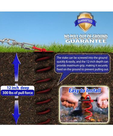 Dog Tie Out Cable and Stake - 360 No Tangle Heavy Spiral Dog Yard Stake and Leash for Small Medium Large Dogs Up to 100 lbs - 30ft Dog Chain Leash for Outside Yard Beach Lawn (Red) - Buy Online on GoSupps.com