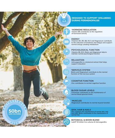 Health & Her Perimenopause Biome 50bn Live Cultures Supplements - Support for Perimenopause Symptoms - 60 Tablets - Vegan & Phytoestrogen-Free - Buy Online on GoSupps.com