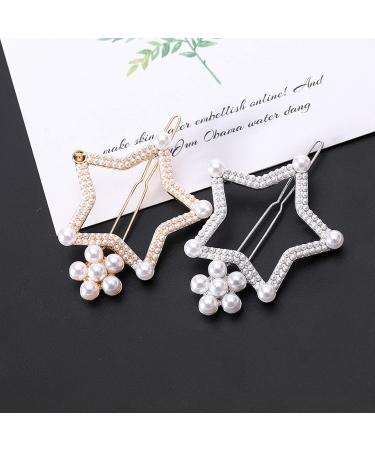 Attractive Elegant Hair Clips Pearl Five-pointed Star Barrettes Bobby Pin Hairpin for Ladies Women Girls Hair Clips Female Elegant Wedding Hair Accessories - Buy Online on GoSupps.com