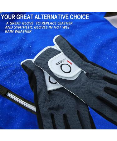 FINGER TEN Men's Golf Rain Grip Glove Pair - Black/Gray/Green - Sizes S- XL - Ambidextrous Design for Hot, Wet Weather Conditions - Buy Online on GoSupps.com