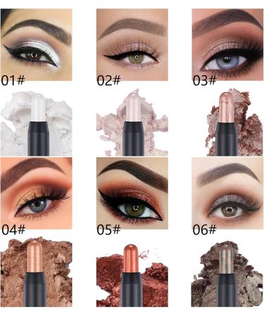 Eyeshadow Makeup Stick - No Crease Glitter Shimmer Gold Brown Cream Eye Shadow Stick with Soft Brush Rotatable Eye Brightener Pencil Crayon Long Lasting Waterproof for Metallic Eye Makeup-#05 05# - Buy Online on GoSupps.com