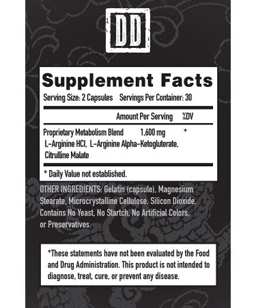 Double Dragon Organics Nitric Oxide Booster Supplement - 1600mg Extra Strength L-Arginine, Citrulline Malate & Alpha-Ketoglutarate for Muscle Growth, Vascularity & Energy - 60 Count - Buy Online on GoSupps.com