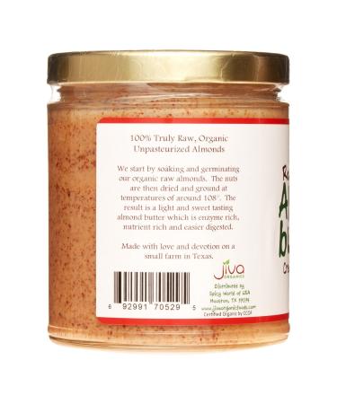 Jiva Organics Creamy Raw Sprouted Almond Butter - Unsalted 8 oz | Organic Nut Butter - Buy Online on GoSupps.com