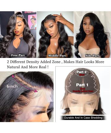24 Inch Body Wave Frontal Lace Front Wig - HD Transparent Lace, Pre Plucked, Glueless - Natural Color - Bleached Knots - 13x6 Lace Front Human Hair Wig (24 Inch) - Buy Online on GoSupps.com