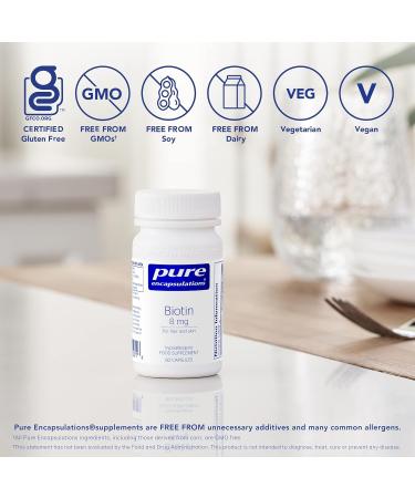 Pure Encapsulations Biotin 8mg Capsules for Hair, Skin & Nails - Women & Men - 60ct - Buy Online on GoSupps.com