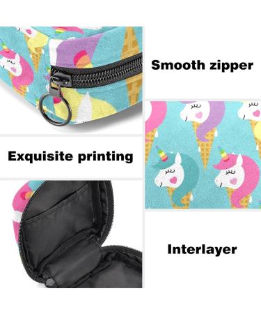 Stylish Menstrual Pad Bag with Zipper - Unicorns & Ice Cream - Tampons Pouch for Women & Girls - Buy Online on GoSupps.com