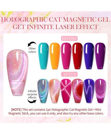 BORN PRETTY 9D Cat Magnetic Gel Nail Polish - Pink Holographic 7ML - Buy Online on GoSupps.com
