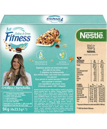 Nestl Fitness Cookies & Cream Cereal Bars with Cocoa Cookie Pieces and White Chocolate Chips (4 x 23.5g) 94g Pack of 6 - Buy Online on GoSupps.com