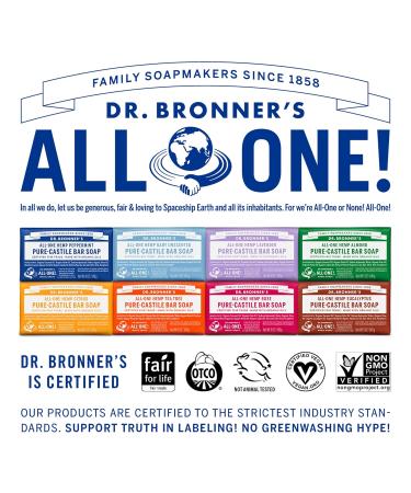 Dr. Bronner's Almond Pure-Castile Bar Soap 5oz 12-Pack - Organic Oils Face Body Hair - Gentle & Moisturizing - Vegan & Cruelty-Free - Buy Online on GoSupps.com