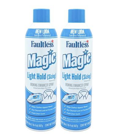 MAGIC Sizing Spray Light Body  No Flaking or Clogging! Light Ironing Spray  20oz Wrinkle Iron Spray for Clothes (Pack of 2)  Fresh Linen Scent Finishing Spray