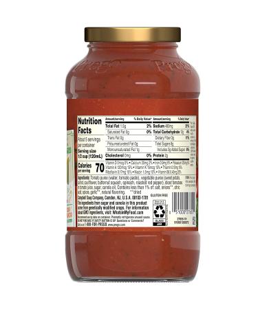 Prego Hidden Super Veggies Traditional Italian Tomato Sauce 24oz Jar - Pack of 6 | Deliciously Healthy Pasta Sauce - Buy Online on GoSupps.com