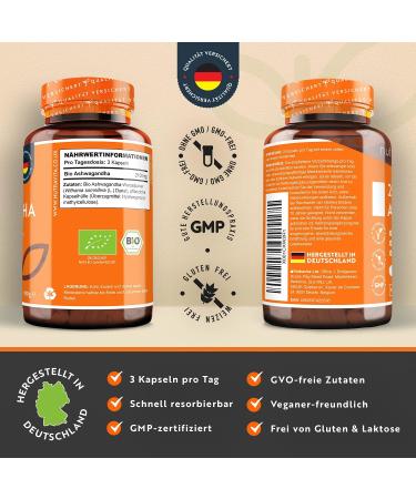 Ashwagandha 2100mg - High-Dose 240 Capsules | Organic Certified Vegan Root Powder | Nutravita - Buy Online on GoSupps.com