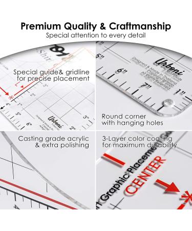 Tshirt Ruler Guide for Vinyl Alignment - Center Designs with Tee Shirt Alignment Tool - Heat Press and Cricut Compatible - 1 Pack - Buy Online on GoSupps.com