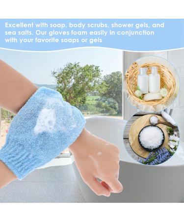 Sibba 2 Pairs Exfoliating Gloves - Body Scrubber for Shower & Bath - Removes Dirt, Dead Skin, Tan & Keratosis Pilaris - Exfoliating Mitt (Blue) - Buy Online on GoSupps.com