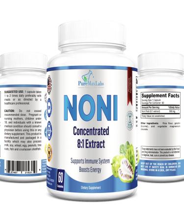 YUMMYVITE Noni Capsules - Concentrated 8:1 Noni Fruit Extract (Morinda Citrifolia) Equivalent to 4000mg Noni Fruit - 60 Capsules - Buy Online on GoSupps.com
