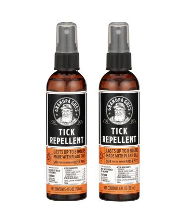 Grandpa Gus's Tick Repellent Spray with Plant-Based Actives, No DEET, 4 oz, Pack of 2