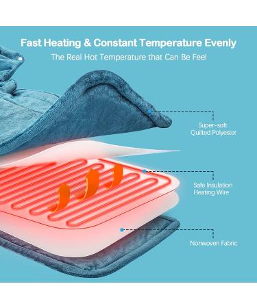 Heating Pad for Neck and Shoulders - 2lb Weighted Electric Heat Pad for Pain Relief - 6 Heat Settings, Auto-Off - 16x23 (Blue) - Ideal Gifts for Women, Men, Mom, Dad - Buy Online on GoSupps.com