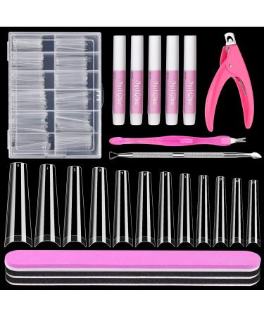 Coffin Nail Tips, MORGLES 240PCS Extra Long Nail Tips Clear Acrylic Nail Tips Ballerina Coffin False Nail Tip Half Cover Fake Nail Tips with Glues Nail Clipper Files for Nail Salon Home,12 Sizes 240PCS Ballerina - Buy Online on GoSupps.com